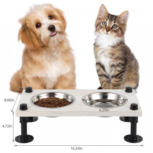 Elevated Dog Bowl Stand with Stainless Steel Bowls