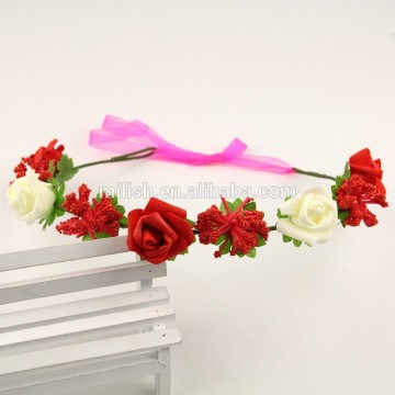 FG-0006 wholesale bridal wedding artificial wicker flower garland/ flower head wreath