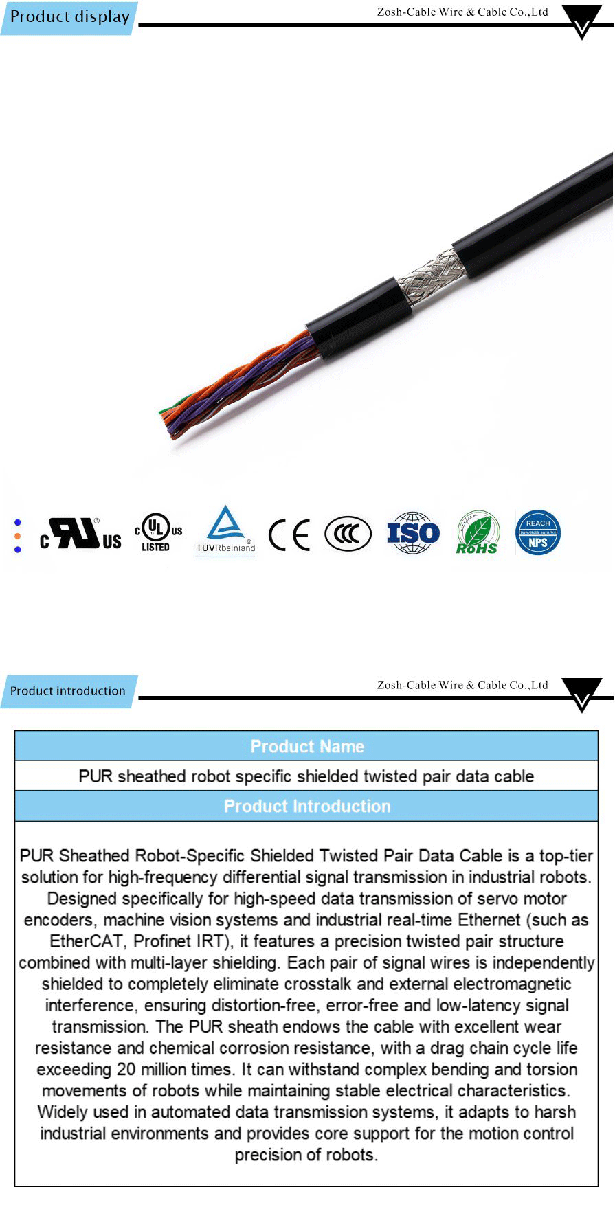 Robot cable (anti-torsion)-xiangqing1-ZS021A