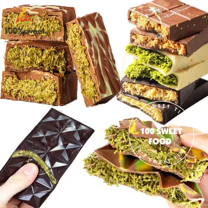 OEM Customized Handmade Chocolate Energy Bar with Big Pistachio Kataifi