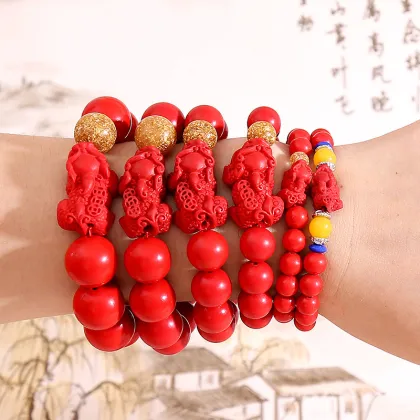 Pixiu Natural Stone Bracelet for Feng Shui Wealth and Luck