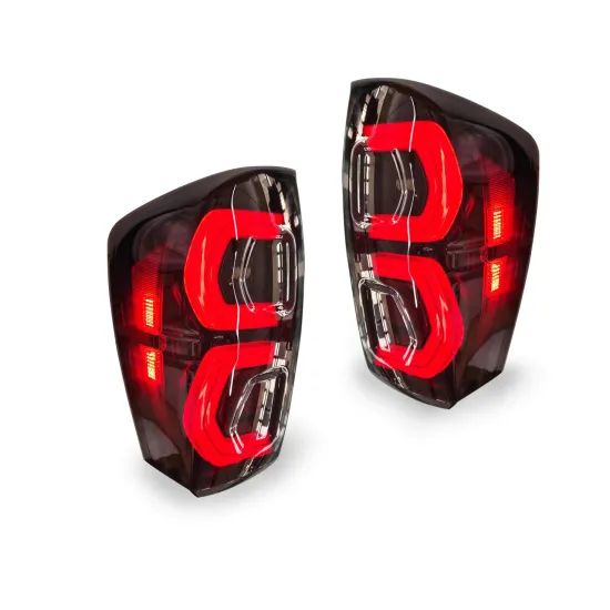 2016-2022 Toyota Tacoma Full LED Light Bar Tail Lights - Red Clear Lens Housing Set (Turn, Brake, Reverse)