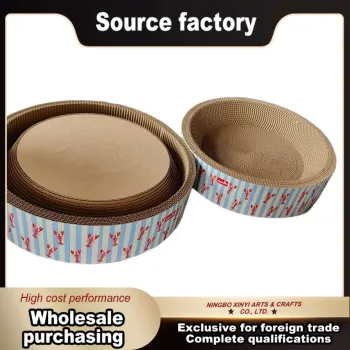 Bowl-Shaped Corrugated Cat Scratcher with Lobster Design