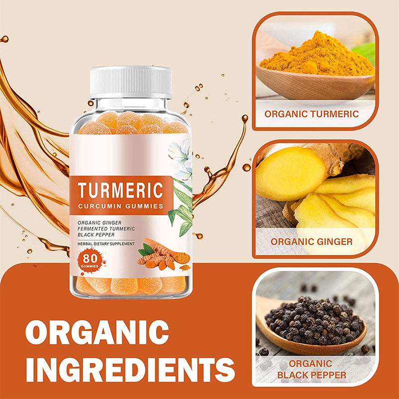 OEM/ODM Vegan Ginger Extract Bioperine Gummies Digestive Turmeric extract Gummies