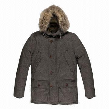 Men's Winter Jacket with button on pockets flap, Windproof, 100% Polyester/Nylon Outer Shell Fabric