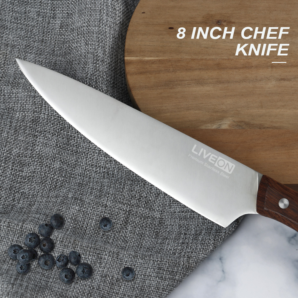 8 INCH CHEF KNIFE with WOOD HANDLE
