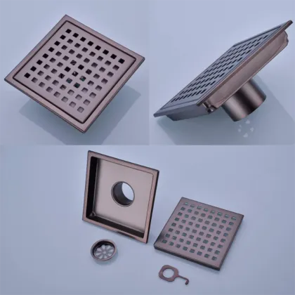 Brushed Bronze square shower floor drain