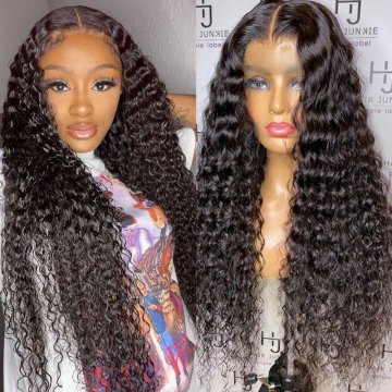 transparent swiss lace deep wave hd full lace wig brazilian hair lace front wigs human hair