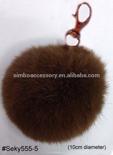 pom-pom keyring,rabbit fur ball keychain,promotional gifts keyring pendant,10-11cm diameter,hot new product for 2015