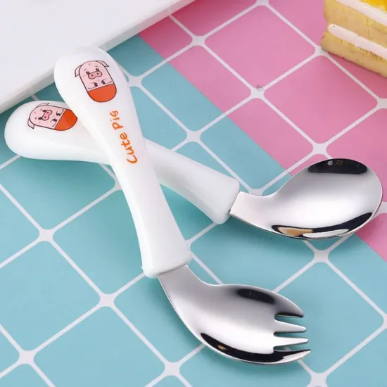 Cartoon 304 Stainless Steel Baby Cutlery Two-piece