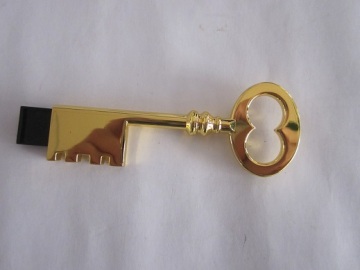 Novelty Golden Metal Key USB Flash Drive with Factory Direcetly Sale