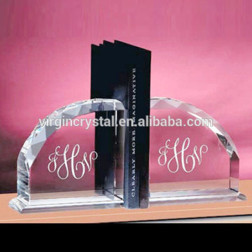 High Quality K9 Clear Crystal Book End With Personalized Logo Engraved
