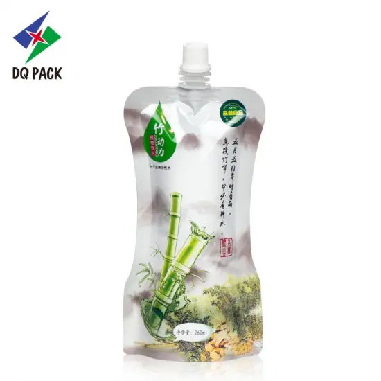 260ml bamboo juice stand up pouch with spout