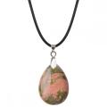 Rose Quartz 25x35mm Teardrop Pendant Necklace women Men