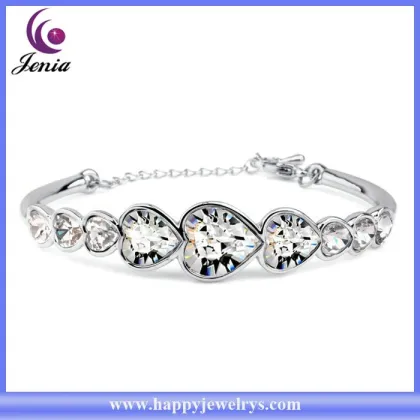 18k white gold plated bracelet multi color Austrian crystal love bracelet ( YWH5060-5)