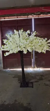 White wedding decoration cherry blossoms flowers artificial tree