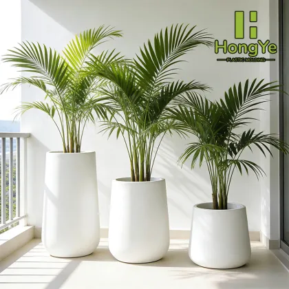 Stylish Round Pots for Flowers in Three Sizes