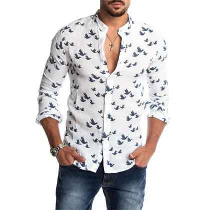 Customized High Quality Men's Linen Tunic Shirt