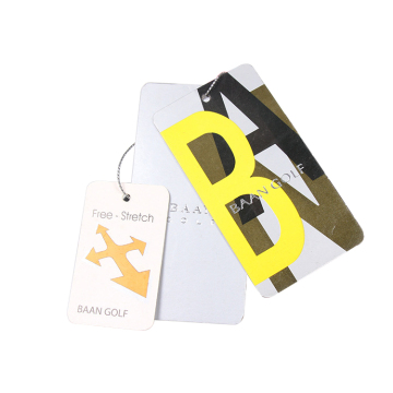Luxury Custom Design Clothing Garment Paper Hang Tag with String and Gold Hot Stamping Logo