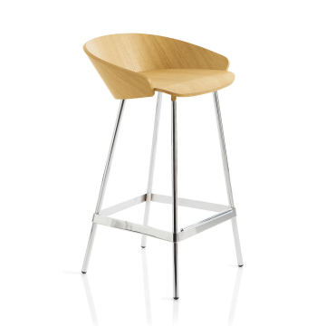 Elegant White Leather High Barstool with Wood Frame - 2016 Haiyue Beauty