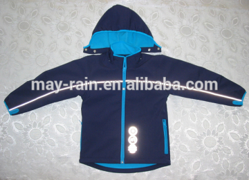 high reflective navy hoody winter jacket kids polyester wear