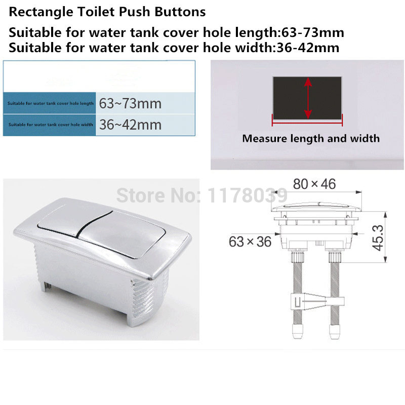 ABS plastic double push button toilet flush,Toilet water tank ceramics cover rectangle dual Push Buttons,J17375