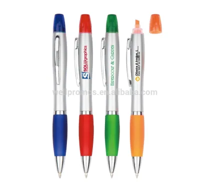 Double side ball pen and highlighter, gemini highlighter pen