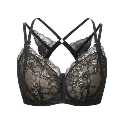 Sexy Lingerie: Beautiful Back Bra for Anti-Sagging, Large Size, Breathable with Thin Butterfly Lace Design