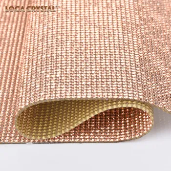 AAA Grade Round Pointback Light Peach color Crystal Hotfix Rhinestone Mesh Sheet LOCACRYSTAL