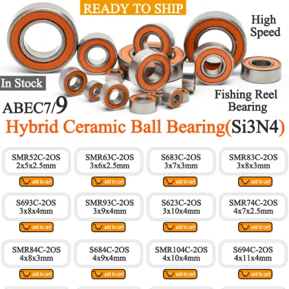 Bicycle Bearings 2x5x2.5mm SMR52C 2OS Stainless Steel Hybrid Si4N3 Ceramic Balls Bearing ABEC-7 Fishing Reel Bearing