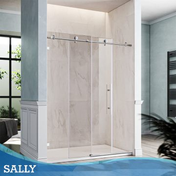 SALLY Brushed Nickle Slim Frameless Sliding Shower Door