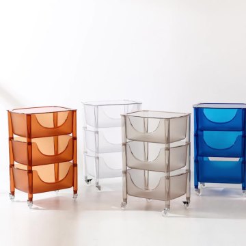Modern Acrylic Three-Layer Mobile Living Room Snack Storage Cabinet