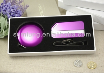 Aluminum round makeup mirror and aluminum luggage tag gift set packing /wedding gift sets