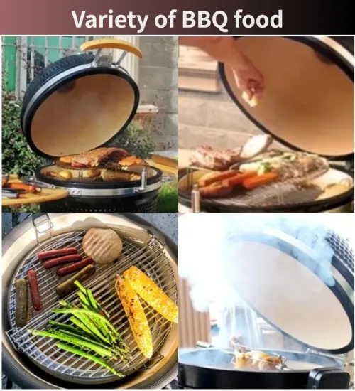 Mini Portable Outdoor Kitchen Rotisserie Pizza Charcoal Kamado Ceramic BBQ Table Grills