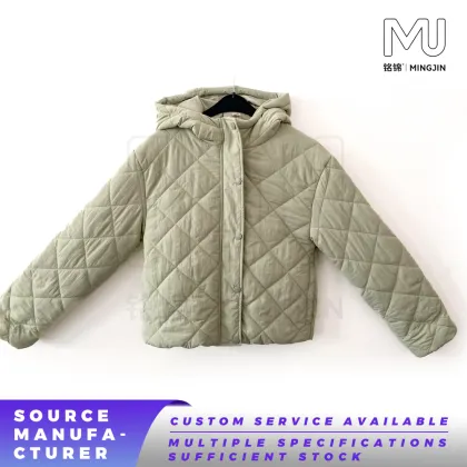Women Sage Green Cropped Hooded Quilted Jacket