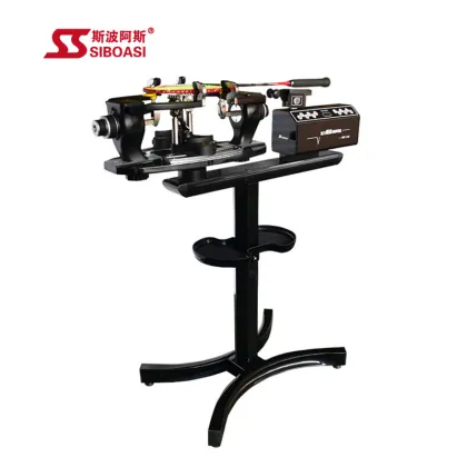 Stringing machine for tennis and badminton rackets