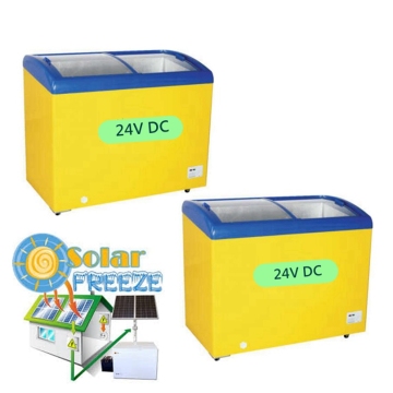 Hochwertige Solar-Gefriergeräte mit Glastüren: Erschwinglicher DC 12 V/24 V Eistrohren Gefriergeräte, die von Sonnenkollektoren angetrieben werden
