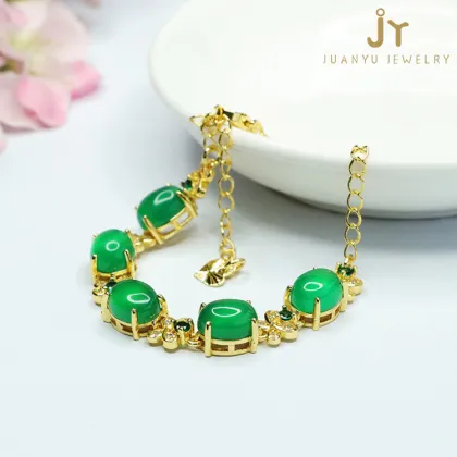 Gold Plated Butterflies Agate and Chalcedony Bracelet Jewelry