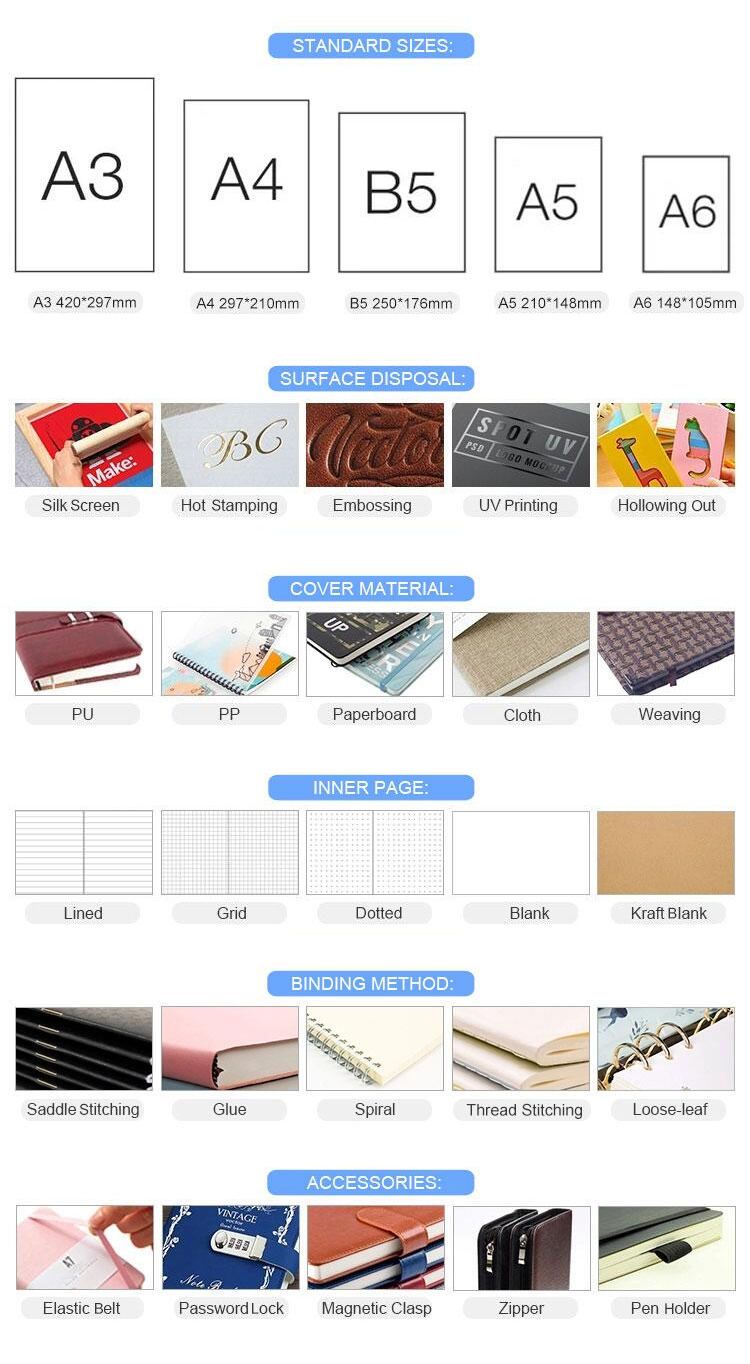 Office Supplier Custom Printing Agendas logo Note Book Organizer Diary Journal Diary Daily Planner for Gift
