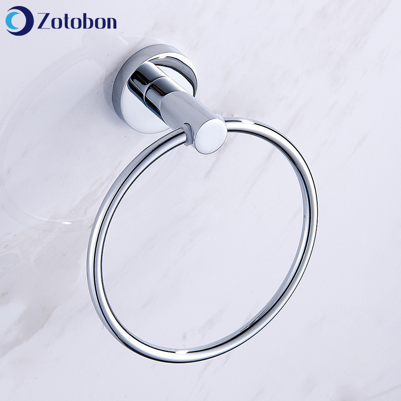 ZOTOBON Hand Towel Holder Ring Round Wall Mounted Bathing Towel Rack Stainless Steel Towel Bar Ring Bathroom Accessories F3
