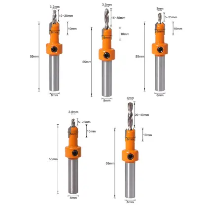 5pcs/set Countersink Drills Bits Woodworking Countersunk Drill Cone Drill Counterbore Drill Bit Hole Drilling Opening Tools
