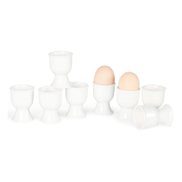 Set of 8 Porcelain Egg Cups - Ceramic Egg Stand Holders for Hard Boiled Eggs