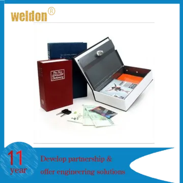 WELDON Disguised Dictionary Book Safe Home Security Cash Box Lock Black + White