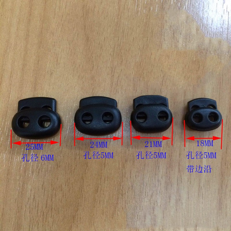 Black plastic cord lock stopper fastener