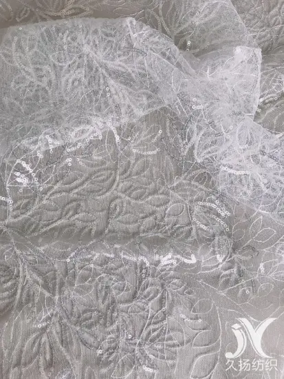 White Mesh Embroidery Tulle