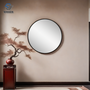 European style Black round bathroom wall mirror