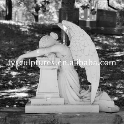 Hot sale garden decor stone angel sculpture marble guardian angel holding baby statue