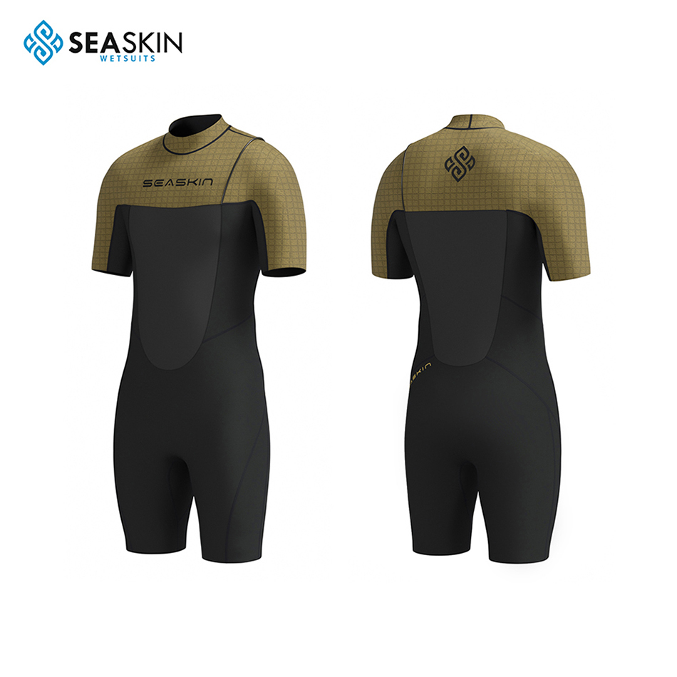 Seaskin OEM sem zíper sem zíper short surfing mtsuit para homens