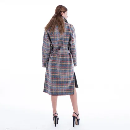 Plover check thin cashmere coat