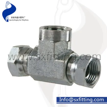 hydraulic fittings run tee with swivel nut